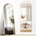 Melodieux Arch Full Length Mirror 147 x 44 cm Large Freestanding Mirror Gold Aluminium Frame Dressing Mirror Wall Mounted Mirror for Living Room Bedroom