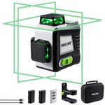 Firecore Laser Level 360 Self Leveling, 3 x 360 Green Cross Line Laser with Brightness Adjustment/Pulse Mode for Construction, 2 Rechargeable Batteries, Remote Controller and Magnetic bracket Included