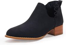 FISACE Womens Ruffled Ankle Boots V