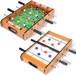 BBnote 2 in 1 Combo Mini Multi Game Table Set, Fast Sling Puck, Foosball, 20in Board Games for Kids & Adult, Hockey Arcade Game for Home, Game Room, Family, Friends, Party