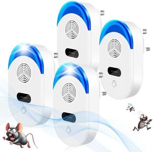 Ultrasonic Pest Repeller 4 Pack - Powerful Mouse Repeller Plug in Pest Control - Ultrasonic Rat Repellent- Electronic Mosquito Repellent - Ideal for Mice,Mosquitoes,Moths, Ants Etc. (4 PACK)
