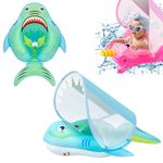 Newborn Baby Swimming Float 3-12 Months,Blue Shark Inflatable Baby Pool Float Ring with Sun Canopy Seat Anti-Flip Tail,Baby Swimming Ring Floating Swim Circle for Baby Toddlers Infant Swim Ring