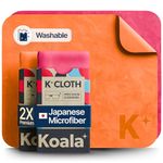 Koala Lens Cleaning Cloth | Japanese Microfiber | Glasses Cleaning Cloths | Eyeglass Lens Cleaner | Eyeglasses, Camera Lens, VR/AR Headset, and Screen Cleaning | Pink & Orange (Pack of 2)