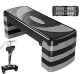 Ajx Gym Exercise Aerobic Stepper Height Adjustable Non Slip Rubber Step Platform Exercise Workout Step Equipment Home Gym Accessories For Women And Men (Grey/Black)