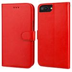 Bocasal iPhone 8 Plus iPhone 7 Plus Wallet Case with Card Holder PU Leather Kickstand Shockproof Protective Wrist Strap Flip Cover for iPhone 7/8 Plus 5.5 inch (Red)