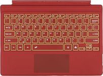 Type Cover for Microsoft Surface Pro Generation 7+ 7 6 5 4 3 Portable Slim Wireless Keyboard with Touchpad Tablet Keyboard, 7 Color Backlit, Poppy Red