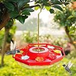 Hummingbird Feeders for Outdoors Hanging with 8 Feeding Ports for Attract More Hummingbirds, Wide Mouth for Easy Filling, Easy to Clean and Fill Plastic Saucer Feeder 14Oz