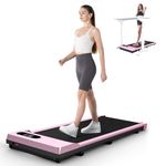 HomeFitnessCode Under Desk Treadmill, 2.5HP Portable Walking Pad Motorized Electric Treadmills for Home with LED Display & Remote, Adjustable Speed, No Assembly (Pink)