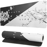 Japanese Black and White Mouse Pad 35.4 X 15.7 Inch Cherry Blossom Extended Large Mouse Mat Non-Slip Rubber Mousepad Stitched Edges Keyboard Mouse Mat Desk Pad for Office Home and Gaming