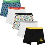 DC Comics Boys' Superhero Multipacks with Batman, Flash, Superman & More, Sizes 4, 6, 8, 10, 12 Underwear, 5-Pack Justice League Cotton Boxer Brief, 4 (Pack of 5)