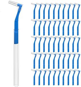 Fremouth 50 Count Angle Interdental Brushes for Braces, Tight(0.7mm), L- Shaped Interproximal Floss for Dental Plaque Removal Health