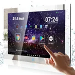 【H2 Chip Android 11.0 System & High-Brightness 2023 Model】Haocrown 21.5-Inch Touchscreen Bathroom TV IP66 Waterproof Smart Mirror TV 1080P LED TV Built-in HDTV(ATSC) Tuner, Wi-Fi Bluetooth (8GB+64GB)