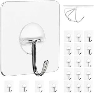 XFJSAK 20pcs Adhesive Hooks,Hanging Heavy Duty Wall Hooks,Self Adhesive Towel Hooks Waterproof Key Hooks,Bathroom Shower Kitchen Key Portal Outdoor Home Improvement Practical Hooks，White