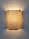 Mufasa Wall Mounted Lamp Lights Half Shade Bedside Fabric Lampshade Sconces- with Holder and Bulb (Beige)