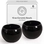 Hearts & Crafts Jet Black Marble Ceramic Bowls for Candle Making - Multi-Use Ceramic Pots for Arts & Crafts, Storage, Candies, Planter Pots, Gifts & More (13 oz, Set of 6)