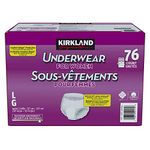 Kirkland Signature protective underwear for women, Large, 76 Count