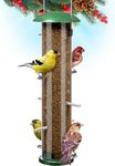 Gray Bunny Thistle & Nyjer Bird Feeders for Outdoors Hanging, Metal Finch Bird Feeder with 16 Small Ports & 8 Metal Perches, Chew Proof, Great for Wild Bird