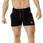 BROKIG Men's 5" Bodybuilding Gym Shorts,Workout Running Fitted Lightweight Athletic Shorts with Zip-Pockets(Medium,Black)