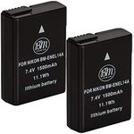 BM Premium 2 Pack of EN-EL14A Batteries for Nikon D3100, D3200, D3300, D3400, D3500, D5100, D5200, D5300, D5500, D5600, DF, Coolpix P7000, P7100, P7700 Digital SLR Cameras