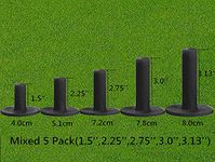 Golf Rubber Tees Driving Range Value 5 Pack, Mixed Sizes 1.5", 2.25", 2.75", 3", 3.13" for Practice Mat Black Color (5 Pack Black in Mixed)