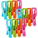 IELEK Beach Towel Clips Cruise Chair Holder Double Thickness Fashion Colors Plastic Quilt Hanging Clamps Jumbo Size 12 Pack for Pool Loungers Clothes Blanket Swimsuits,Curtains