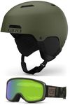 Giro Ledge Combo Pack Ski Helmet - Snowboarding Helmet with Matching Goggles Matte Trail Green/Trail Green Cloud Dust M (55.5-59cm)