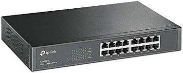 TP-Link 16-Port Gigabit Ethernet Desktop Unmanaged Switch, 10/100/1000Mbps ports, Auto MDI/MDIX & negotiation, Isolation Mode, Loop Prevention, Energy Power Saving, Plug & Play Design (TL-SG1016D)