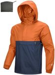 Outdoor Ventures Men's Rain Jacket Waterproof Lightweight Packable Rain Pullover for Hiking Golf Running