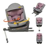 Jovikids Car Seat, i-Size 360 Rotating Car Seat with ISOFIX, Adjustable Headrest, Side Impact Protection for 40-150 cm Toddler, Infant, Child, Position Recline, ERF, 360 Swivel Baby Car Seat (Pink)