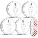 Putogesafe Smoke Alarm for Home, Smoke Detector with 10-year Service Life/ 1-year replaceable Battery, Fire Alarm Battery Operated, Conforms to EN 14604 Standard, photoelectric Smoke Detector,4 pcs