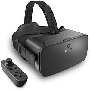 DESTEK V5 VR Casque pour Téléphone avec Manette, 110°FOV HD Anti-Lumière Bleue Lunettes de Réalité, Lunettes de réalité virtuelle VR pour iPhone 15/14/13/12/11, Samsung, Android - Noir