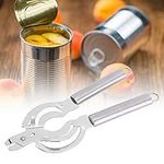 Manual Can Opener, Heavy Duty Stainless Steel Flat Edges Manual Hand Held Can Opener with Soft Touch Handle, Easy to Turn Piercing Blade, Great Gift to Left Handed People, Adults, Men and Women