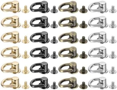 uxcell 24Pcs D Ring Stud Screw Ball Head Button, Metal D Ring Rivets for Leather DIY Craft, Bag Shoes Accessories, 4 Colors