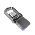 KEXIN USB C Flash Drive 128GB Dual USB 3.0 + USB C Memory Stick OTG Type C USB Stick Waterproof Aluminum USB C Stick Thumb Drive Storage Stick Photo Stick for PC Tablet TV Car Type C Phone Black