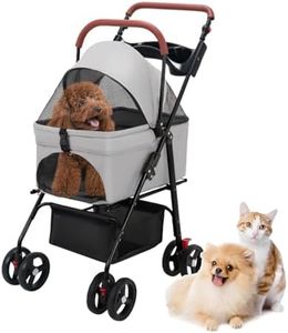 Dog Trust Pet Stroller with 4 Wheels, Folding Dog Stroller,Pet Stroller for Cats and Dog with Storage Basket for Small Medium Dogs & Cats (Gray Color)