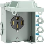 PAULINN 50 Amp RV Outlet Box, Nema 14-50R Outlet 125/250 Volt RV Plug w/Anti-Theft Lockable Swing Cover, UL Listed & Weatherproof for Camper, Electric Car, Tesla