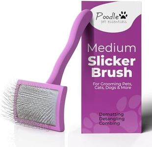 Slicker Brush for Dogs - Detangling Dog Brushes for Grooming with Soft Bristles & long Pins - Professional Cat Deshedding Tool to Removes Tangles & Dirt (Medium)