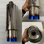 AUTO MT Stainless-STEEL HKS SINGLE ROUND TIP Exhaust Muffler Silencer Burnt Tip HKS Muffler Car Exhaust System Loud Exhaust MUFFLER