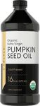 Carlyle Pumpkin Seed Oil 16oz Organic Cold Pressed | Extra Virgin | Vegetarian, Non-GMO, Gluten Free | Safe for Cooking | Great for Hair and Face