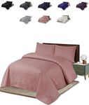 BEDSPREAD - Luxury Quilted – 3 Tog – Bed Throw Warm Quilt – (Bedspread King 200 x 240 cm - Dusky Pink) Bed Spread Set 100% Cotton Cover + Virgin Polyester 150 GSM - Pinsonic Stitching