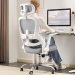 Veratric Office Chair - 400lbs Big and Tall Office Chair for Heavy People, Comfy Desk Chair with Back Support, Home Office Desk Chairs, Computer Chairs, High Back Wide Seat Office Chairs (White Grey)
