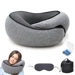 Flyhugz Neck Pillow, 2024 New Wander Plus Travel Pillow, Wander Plus Travel Neck Pillow, Foam Travel Neck Pillow for Airplanes, Travel Neck Pillow(Light Gray)