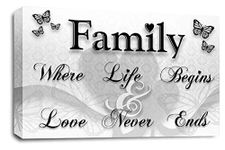 LR Family Love Quote Wall Art Picture White Black Framed Canvas Home Panel Print Ready to Hang