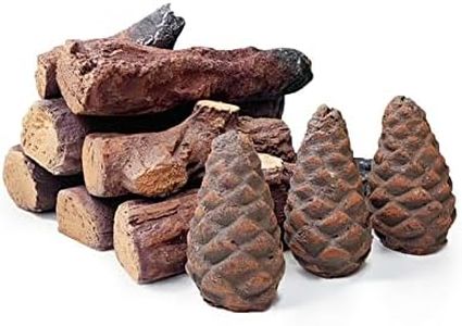 Heyfurni Gas Fireplace Logs, 10pcs Small Ceramic Firewood Logs Set for All Types of Indoor Ventless Gas Inserts Vent Free Propane Gel Ethanol Electric or Outdoor Fire Pit