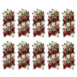 BLOSMON Artificial Flowers Wedding Centerpieces Decorations Fake Flowers 10 Pcs Burgundy Blush & White Silk Floral Arrangement Dinning Table Runner Center piece, Rose Flower for Reception Table Decor