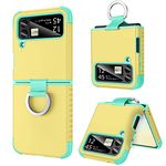 BENTOBEN Samsung Galaxy Z Flip 4 Case, Z Flip 4 Case with Ring, 2 in 1 Heavy Duty Silicone Bumper Rugged Full Body Shockproof Military Grade Protective Covers for Samsung Flip 5, Lemon Yellow