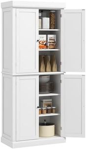 HOMCOM 72.5" Kitchen Pantry Cabinet, Freestanding Kitchen Pantry Storage Cabinet with 4 Doors, Drawer, White