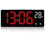 Digital Alarm Clock for Bedroom, Desktop Clock with Temperature, 7.3" LED Display, Voice Control, 5 Levels Brightness, Auto Dimmer, Bedside Clock, Reveil Matin (No Battery＆Adapter)