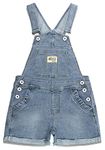 KIDSCOOL SPACE Girls Shorts,Big Girls Stretchy Denim Summer Shortalls,Light Blue,9-10 Years