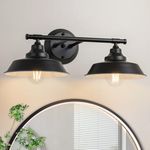 GoYeel Matte Black Vanity Light 2 Light, Rustic Industrial Sconces Wall Lighting Fixture Farmhouse Bathroom Light Fixtures Over Mirror for Bathroom Bedroom Cabinets Dressing Table Vanity Mirror